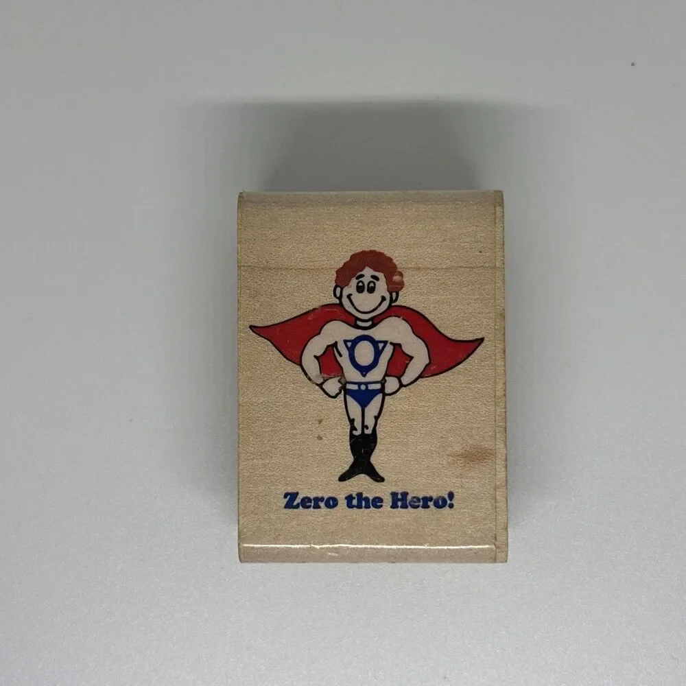 ZERO the Hero Teacher's Wood Mounted Rubber Stamp Vintage Rubber Stampede